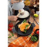 تابه چدنی نالینو hugo سایز 26دارای درب شیشه ای